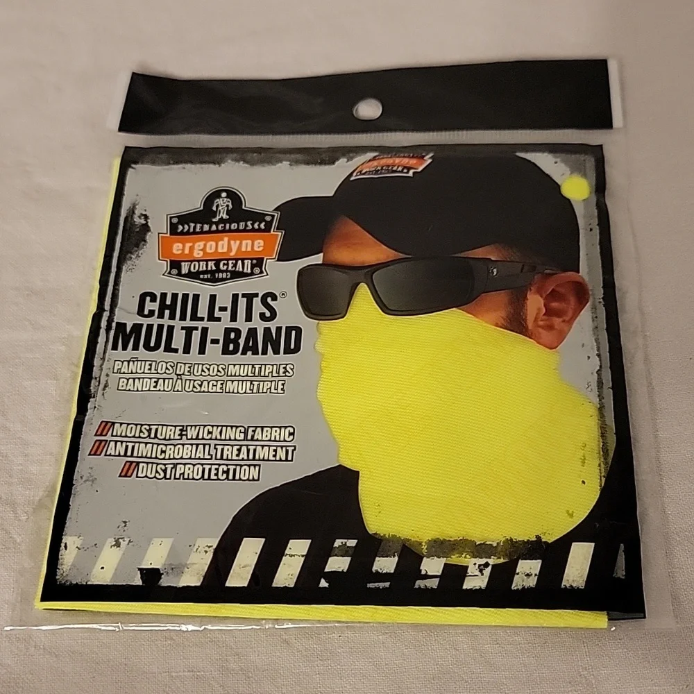 2 Ergodyne Chill-Its Multi-Band Polyester Lime 6485 Work Face Masks